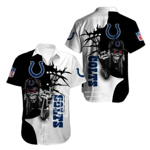 NFL Indianapolis Colts Halloween Iron Maiden Hawaiian Shirt Men & Women Aloha Shirt
