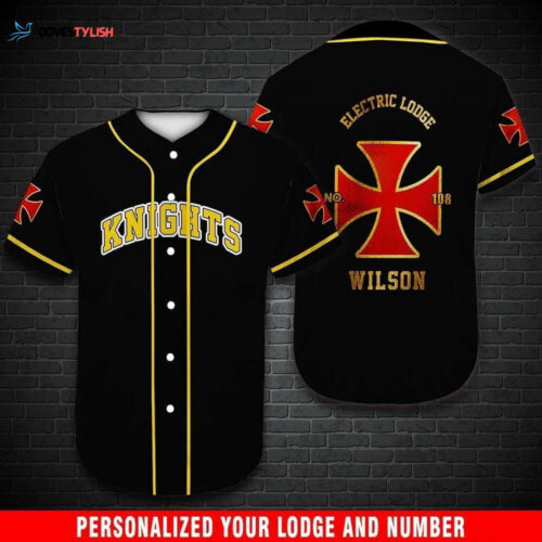 Personalized Custom Name and Number Knights black Baseball Tee Jersey Shirt Printed 3D