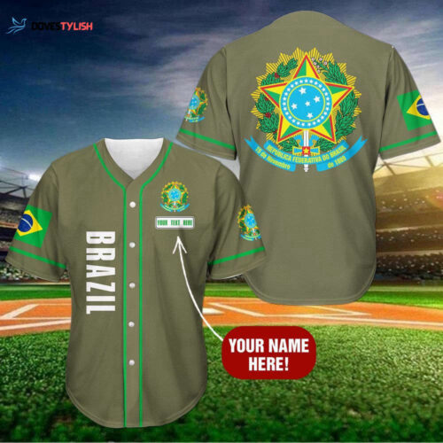 Personalized Custom Name Brazil Military Color Baseball Tee Jersey Shirt Printed 3D