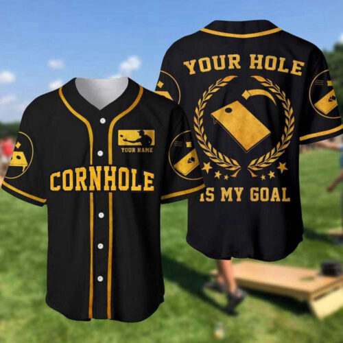 Personalized Custom Name Cornhole Is My Goal Baseball Tee Jersey Shirt Printed 3D