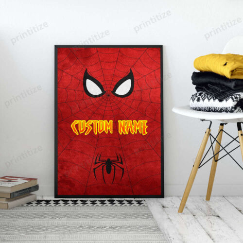 Personalized Custom Name Dc And Marvel Superhero Spiderman Portrait Poster