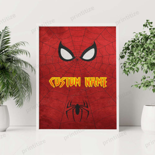 Personalized Custom Name Dc And Marvel Superhero Spiderman Portrait Poster
