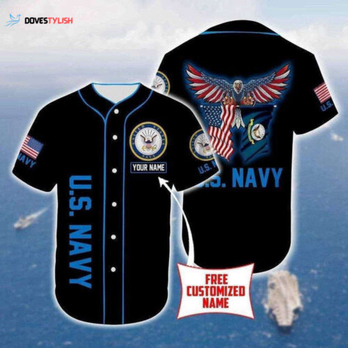 Personalized Custom Name U.S. Navy Eagle Baseball Tee Jersey Shirt Printed 3D