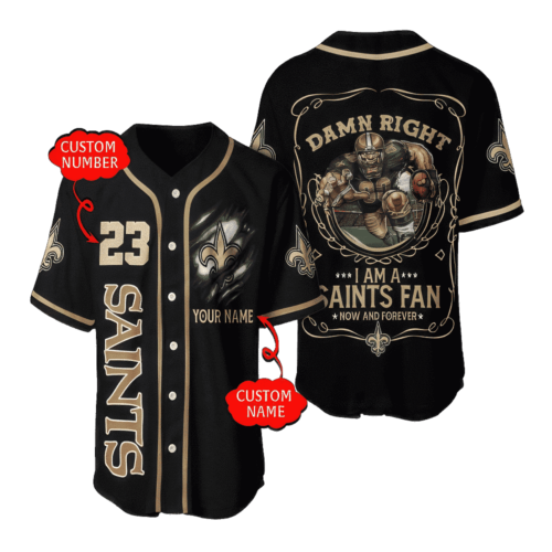 Personalized New Orleans Saints NFL Baseball Jersey Shirt  For Men Women