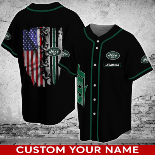 Personalized New York Jets NFL Flag US Baseball Jersey Shirt  For Men Women