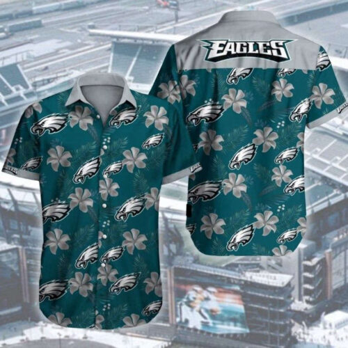 Philadelphia Eagles Hibicus NFL Button Hawaiian Shirt For Men Women