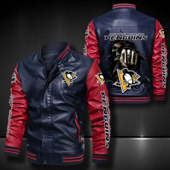 Pittsburgh Penguins Leather Bomber Jacket