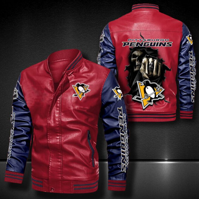 Pittsburgh Penguins Leather Bomber Jacket