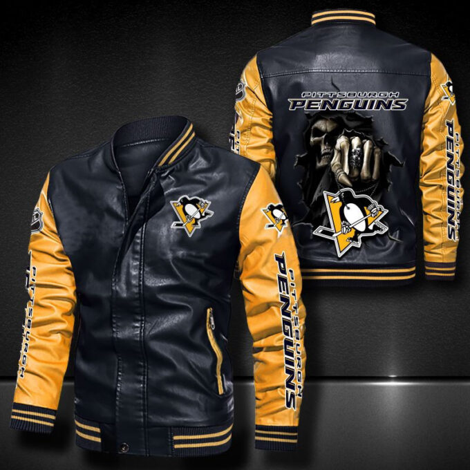 Pittsburgh Penguins Leather Bomber Jacket