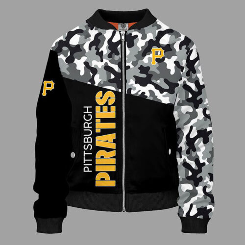 Pittsburgh Pirates Camouflage Black Bomber Jacket