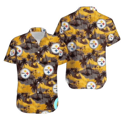 Pittsburgh Steelers Coconut Tree All Over Print Hawaiian Shirt Beach Shirt NFL For Men Women