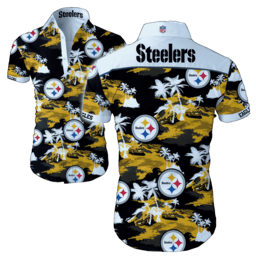 Pittsburgh Steelers Coconut Tree All Over Print Hawaiian Shirt Beach Shirt NFL For Men Women