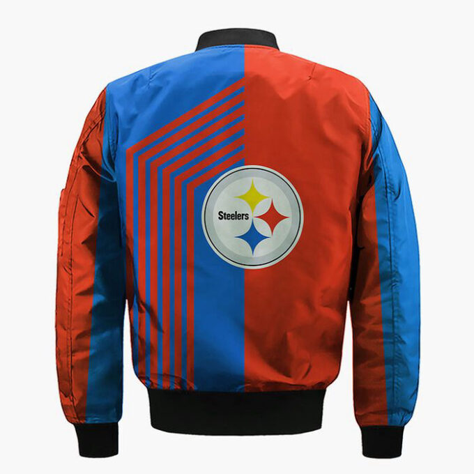 Pittsburgh Steelers Skull Red Blue Bomber Jacket