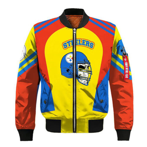 Pittsburgh Steelers Skull Red Yellow Bomber Jacket