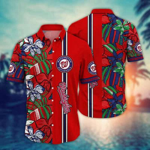 Red Aloha MLB Washington Nationals Hawaiian Shirt Beach Gift For Friend