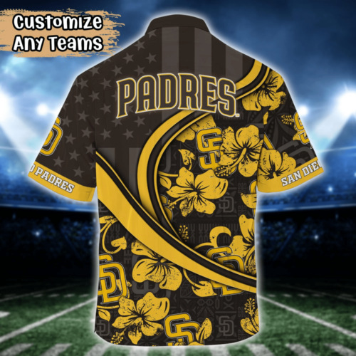 San Diego Padres MLB US Flag Flower Hawaii Shirt  For Fans, Custom Summer Football Shirts