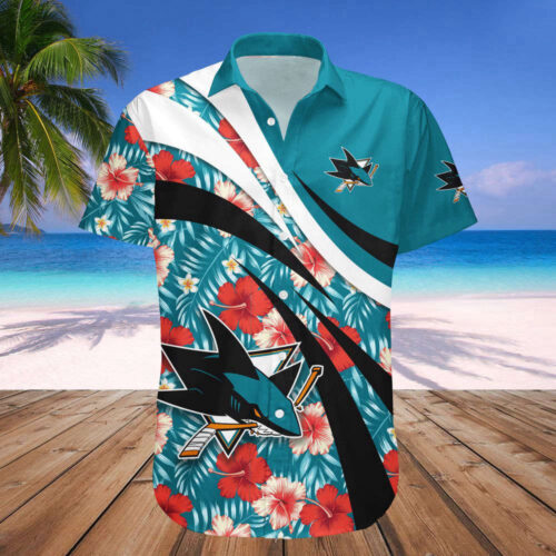 San Jose Sharks Hawaii Shirt Set Hibiscus Sport Style For Men Women