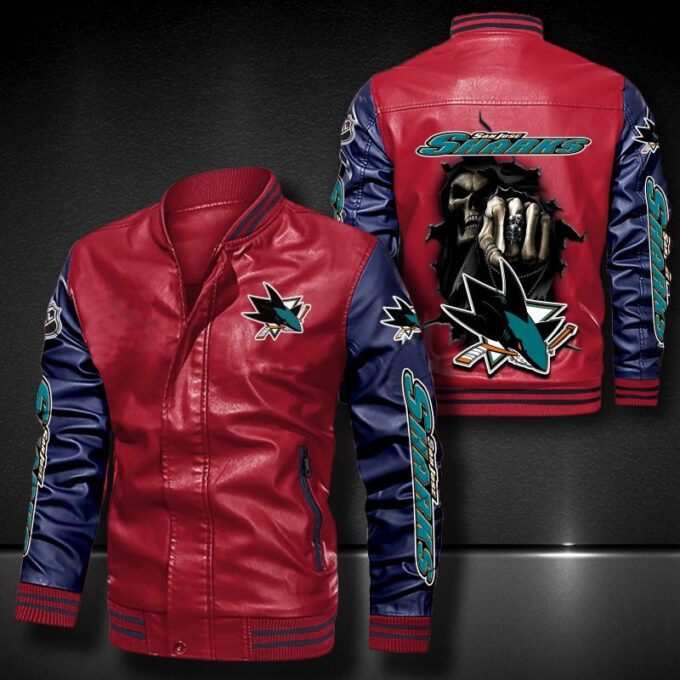 San Jose Sharks Leather Bomber Jacket