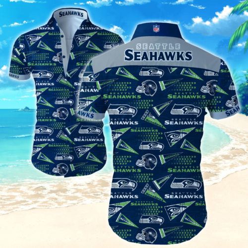 Seattle Seahawks Nfl Hawaiian Graphic Print Sleeve Hawaiian Shirt