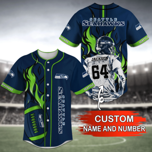 Seattle Seahawks NFL Personalized Name Baseball Jersey Shirt  For Men Women