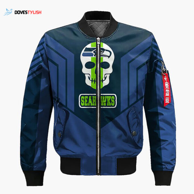 Seattle Seahawks Skull Blue Bomber Jacket