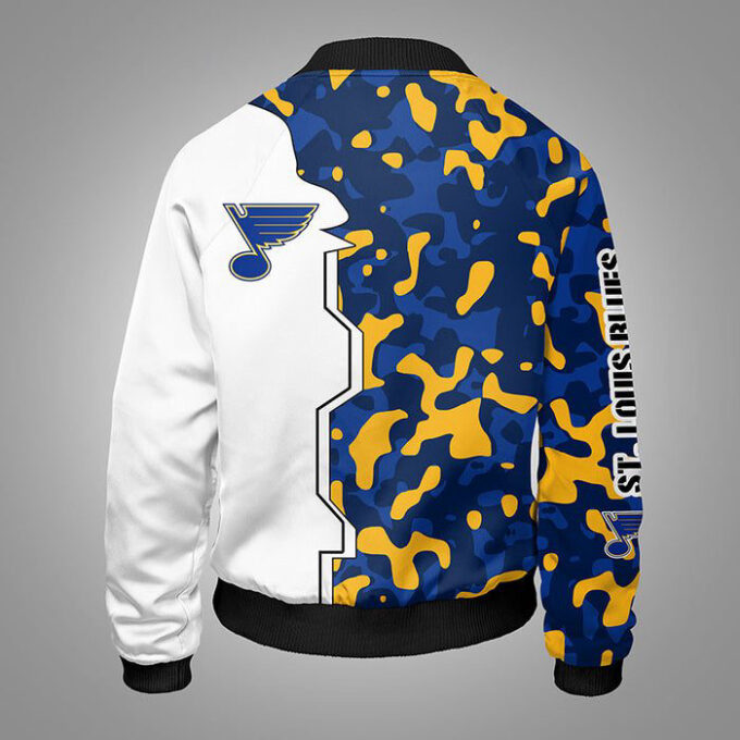 St. Louis Blues Camouflage Blue Yellow Bomber Jacket