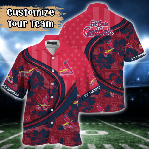 St. Louis Cardinals MLB US Flag Flower Hawaii Shirt  For Fans, Custom Summer Football Shirts