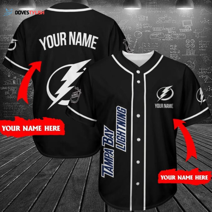 Tampa Bay Lightning Black Baseball Jersey Custom For Fans BJ0134