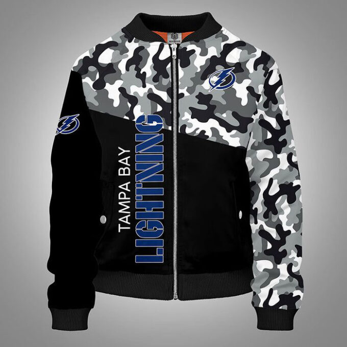 Tampa Bay Lightning Camouflage Black Bomber Jacket