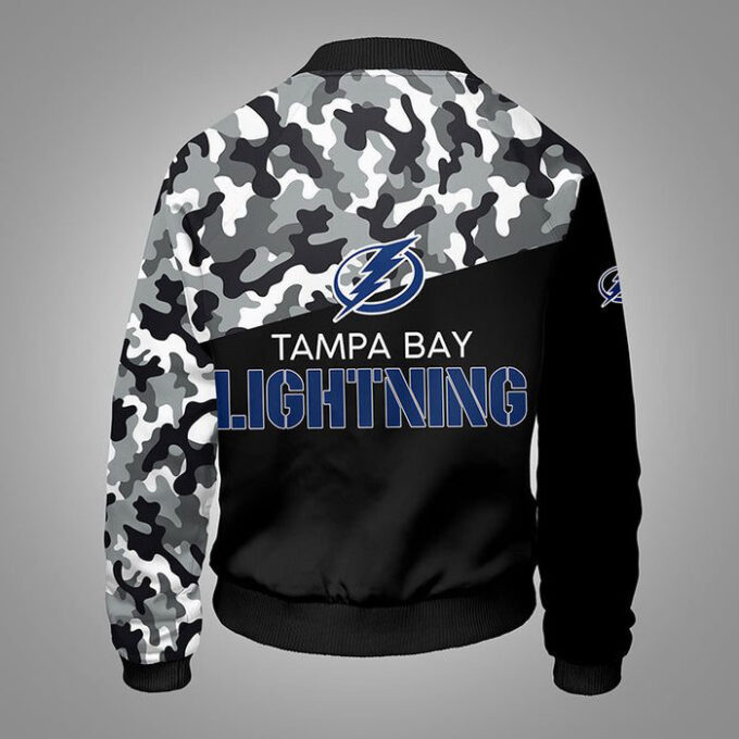 Tampa Bay Lightning Camouflage Black Bomber Jacket