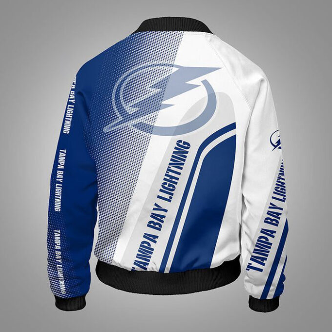 Tampa Bay Lightning White Blue Bomber Jacket