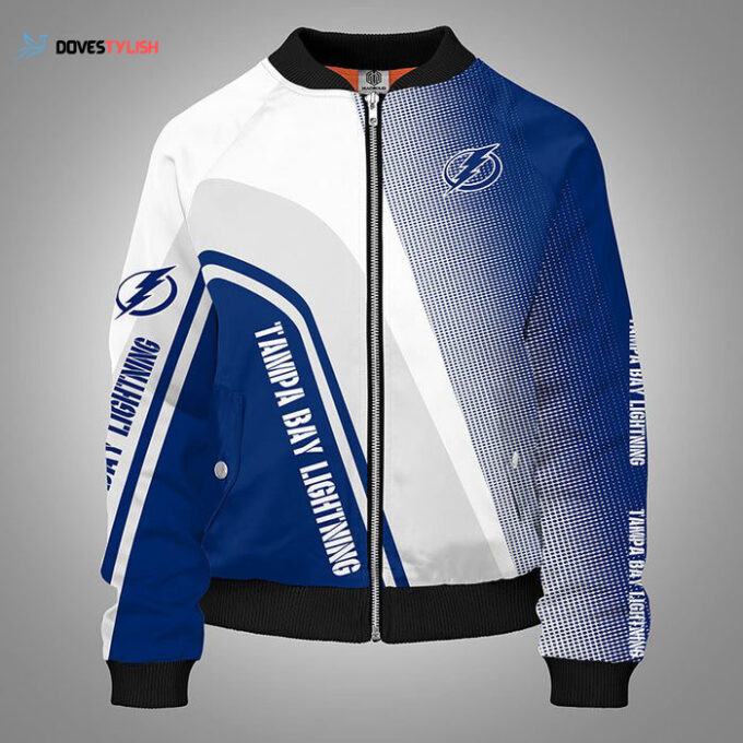 Tampa Bay Lightning White Blue Bomber Jacket