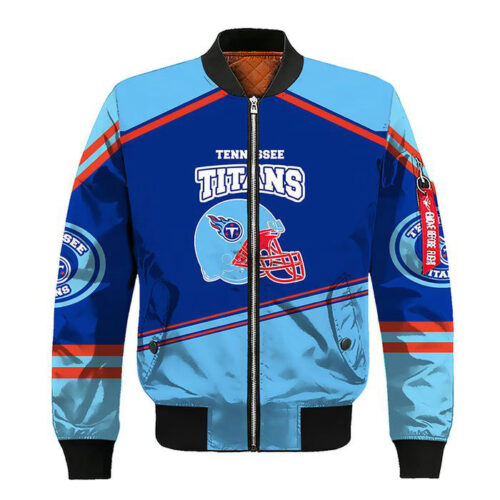 Tennessee Titans White Blue Bomber Jacket