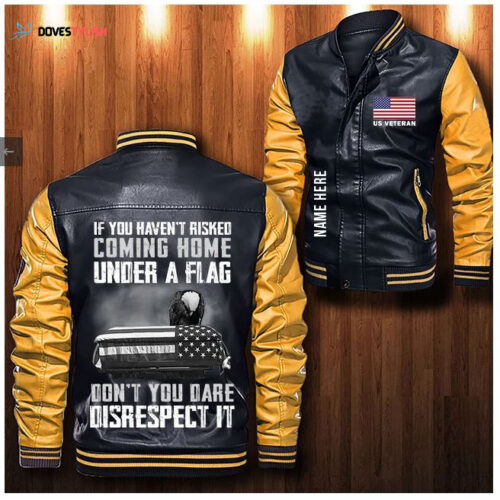 Us Veteran Custom Personalized Leather Bomber Jacket