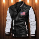 Us Veteran Custom Personalized Leather Bomber Jacket