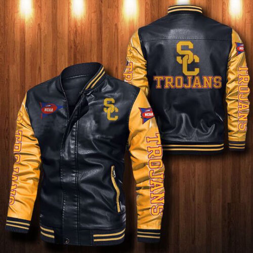 Usc Trojans Leather Bomber Jacket