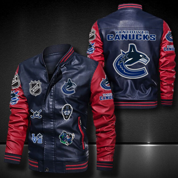 Vancouver Canucks Leather Bomber Jacket