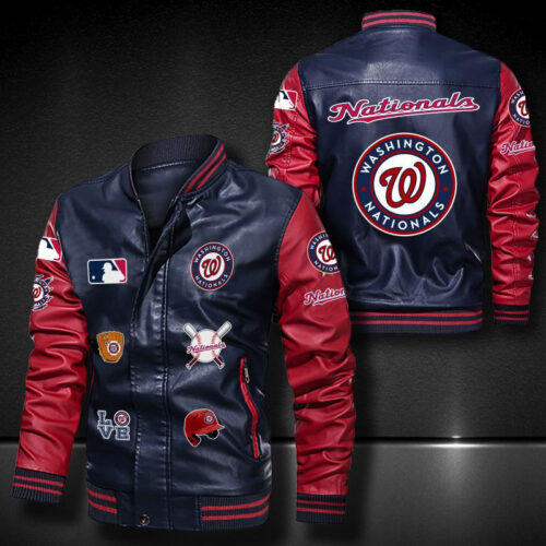 Washington Nationals Leather Bomber Jacket