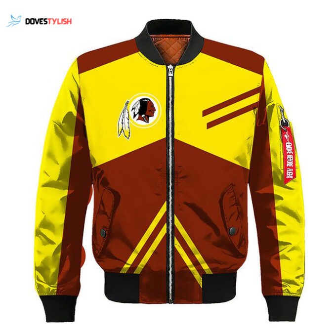 Washington Redskins Brown Yellow Bomber Jacket