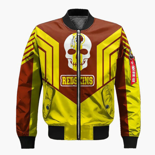 Washington Redskins Skull Brown Yellow Bomber Jacket