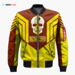 Washington Redskins Skull Brown Yellow Bomber Jacket