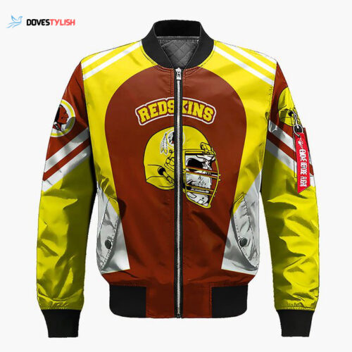 Washington Redskins Skull Brown Yellow Bomber Jacket