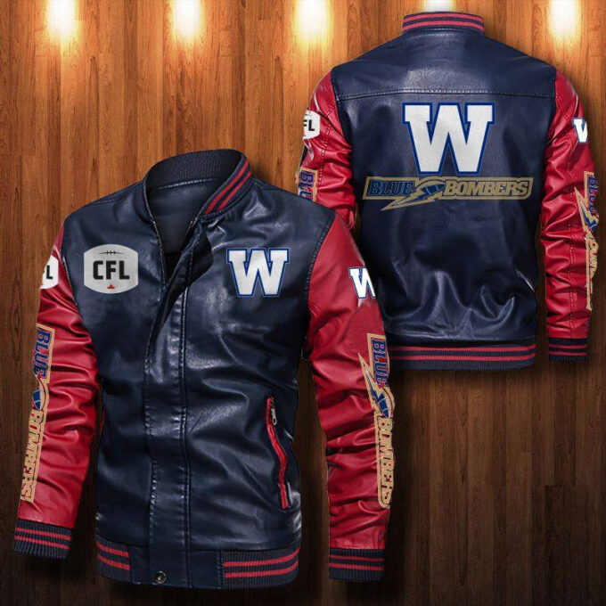 Winnipeg Blue Bombers Leather Bomber Jacket