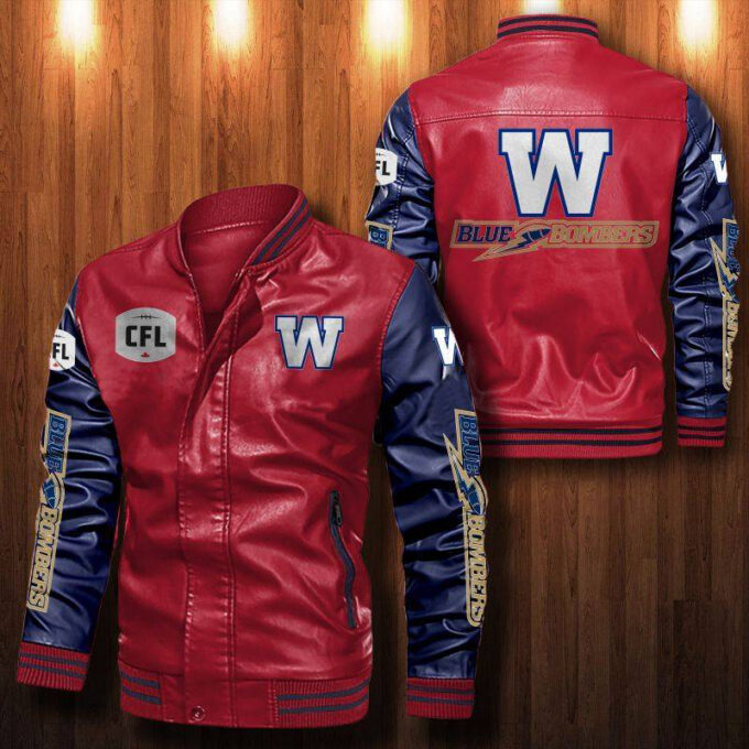 Winnipeg Blue Bombers Leather Bomber Jacket