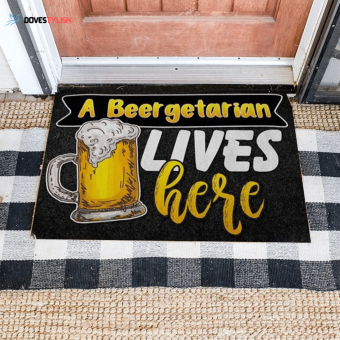 A Beergetarian Easy Clean Welcome DoorMat | Felt And Rubber | Home Decor 2024
