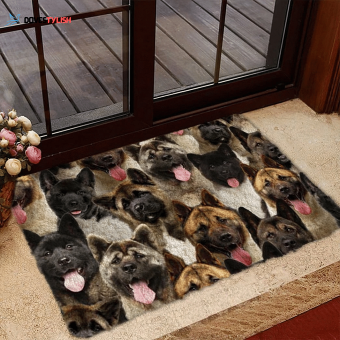 A Bunch Of American Akitas Doormat