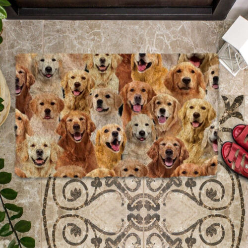 A bunch Of Golden Retrievers Doormat