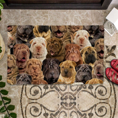 A Bunch Of Shar Peis Doormat