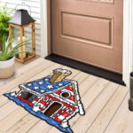 American Gingerbread House Doormat Patriotic Happy Holidays Christmas House Decorations