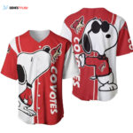 Arizona Coyotes Snoopy Lover Printed Baseball Jersey